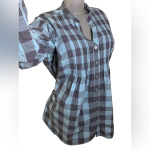 Woman Within Plaid Black & Blue Plaid Tunic Blouse, Boyfriend Style Shirt 1X